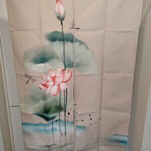 Lotus and Dragonflies Japanese Style Noren Doorway Curtain For Home Decor